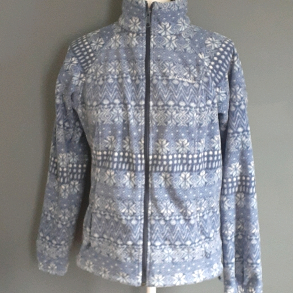 Columbia blue zipper fleece sweater sz small